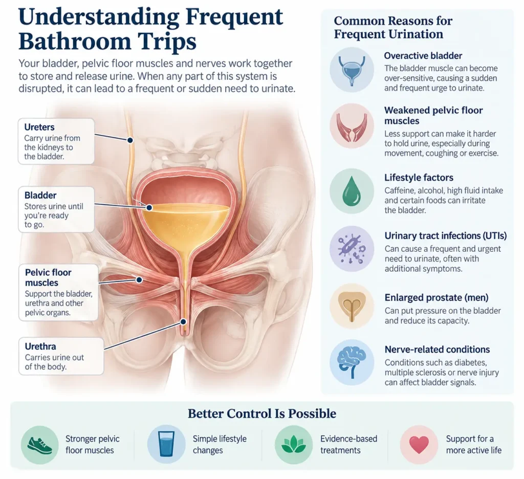 urinary incontinence symptoms and treatment options guide detailed infographics by incontinence direct Ipswich